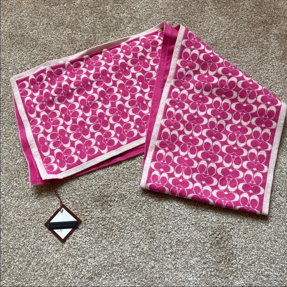 Coach merino wool logo scarf